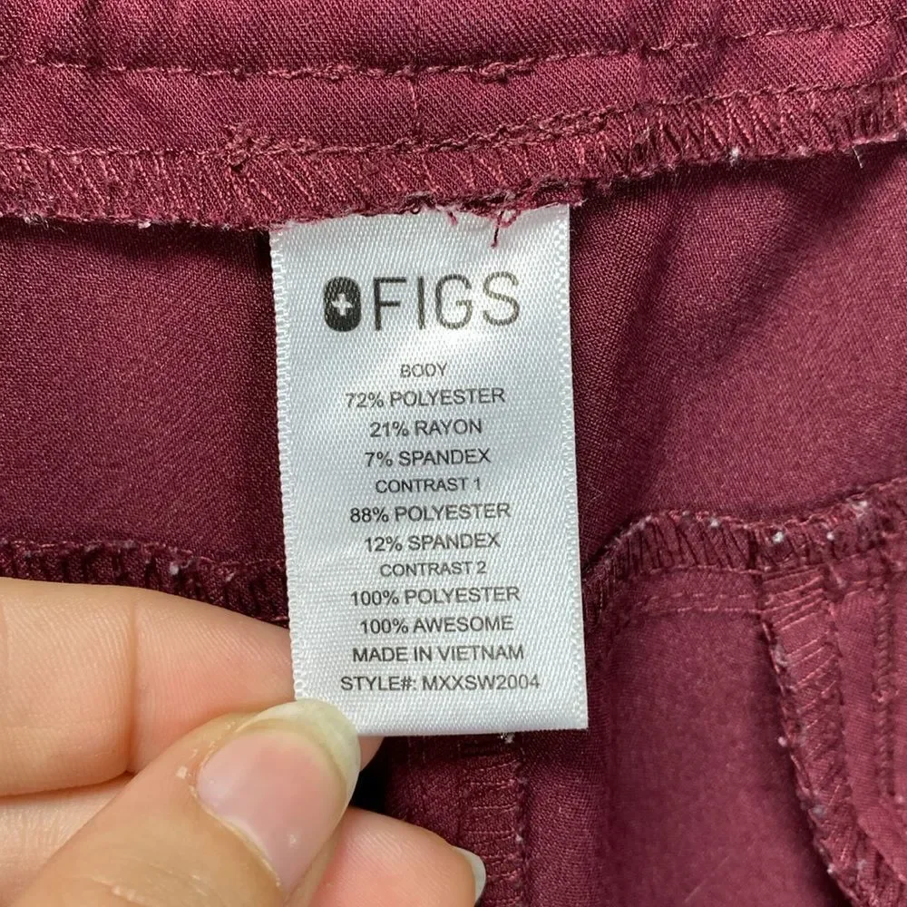 Figs | Men’s Tansen Jogger Scrub Pants Drawstring Waist Burgundy Sz XXL